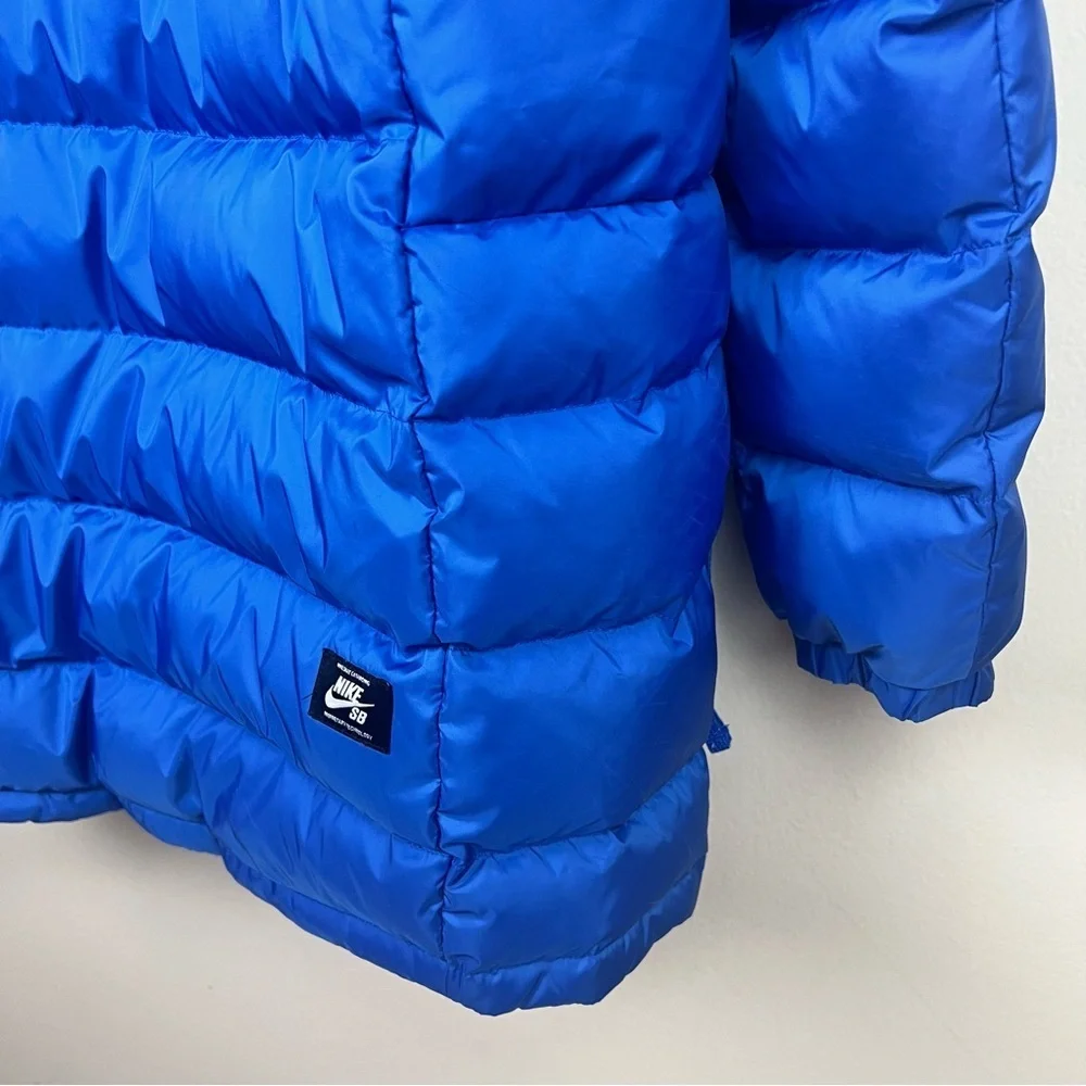Nike SB Down Jacket Youth XL Blue Skateboarding Snap Zip Quilted Puffer 13-15